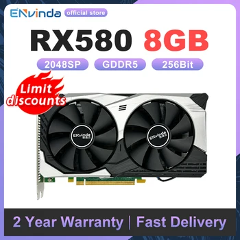 게이밍 그래픽 카드, AMD RX 580, 8GB 2048SP, GDDR5, 256 비트, PCI 익스프레스, 3.0 × 16, 6 핀, Radeon GPU, RX580 시리즈 비디오, 2023 핫