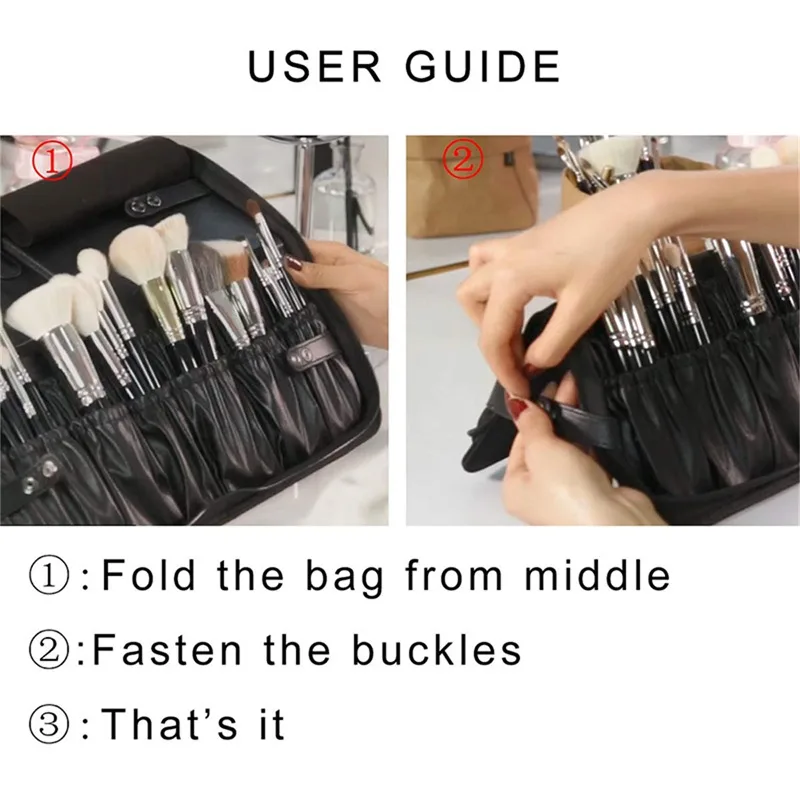 Women Foldable Makeup Brush Bag Organizer Female Travel Cosmetic Toiletry Case for Beauty Tools Wash Accessories Pouch