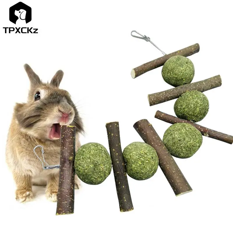 

1set Pet Chew Toys Hay Treats For guinea pig Rabbit Hamster Gerbil Teeth Cleaning Toys Fun Teething Stick Toy Pet Supplies