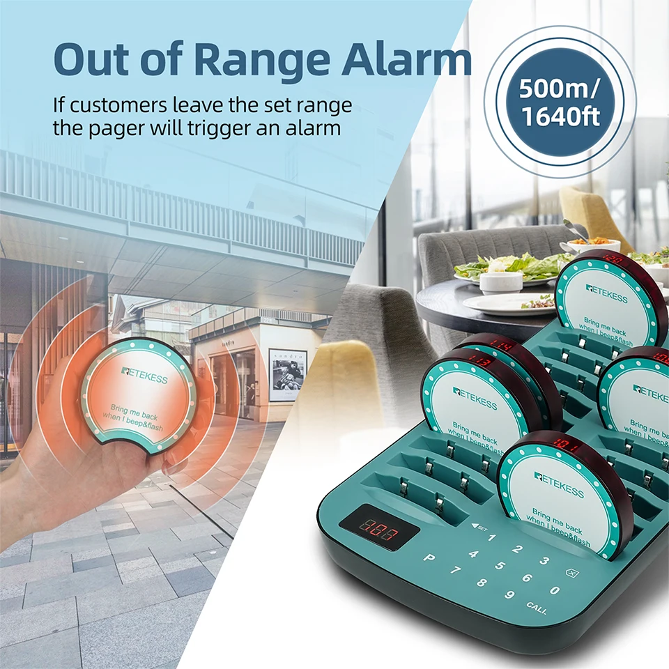 Retekess TD167A Restaurant Pager Wireless Calling System Vibrator Coaster Buzzer Call Bell For Food Truck Coffee Bar Hotel Club wireless calling system