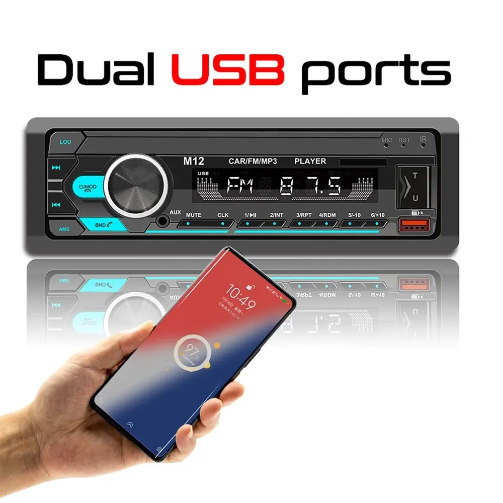  Car Radio 12V Universal Single Din Intelligent BT Car Stereo, With Remote Control MP3 Player FM 87.5-108 MHz Support TF Card U D 