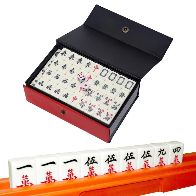 Chinese Mahjong Game Set 144 Pcs Mini Mah Jong Tile Set For Party Playing Traditional Easy Carry Toys Set For Chinese Style Game