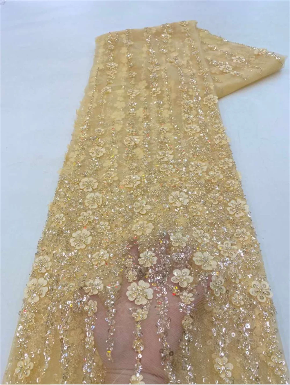 3D Flower Swiss Nigerian Africa Lace Fabric Wedding Luxury Evening Dresses Material French Beaded Lace lace fabric