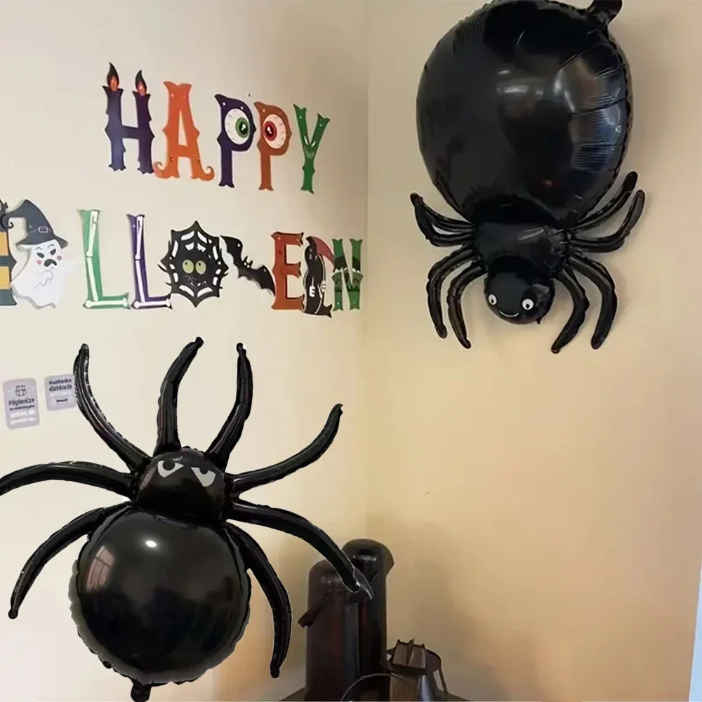 2/5 Stück schwarze Spinnenballons, Halloween, große Spinnen, Folienballon, Spinnen-Motto-Party für Halloween, Heimdekoration, Ballon – Detail 7