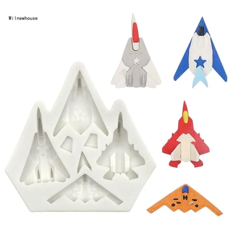 

Fighter Plane Silicone Rubber Flexible Safe Mould Clay Resin Candy Mold Dropship