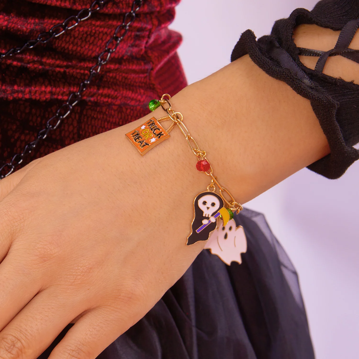 Halloween Geist Kürbis Spinne Katze Fledermaus Charm Armbänder für Frauen Lustige Skelett Schädel Anhänger Armbänder Party Schmuck Geschenke – Detail 11