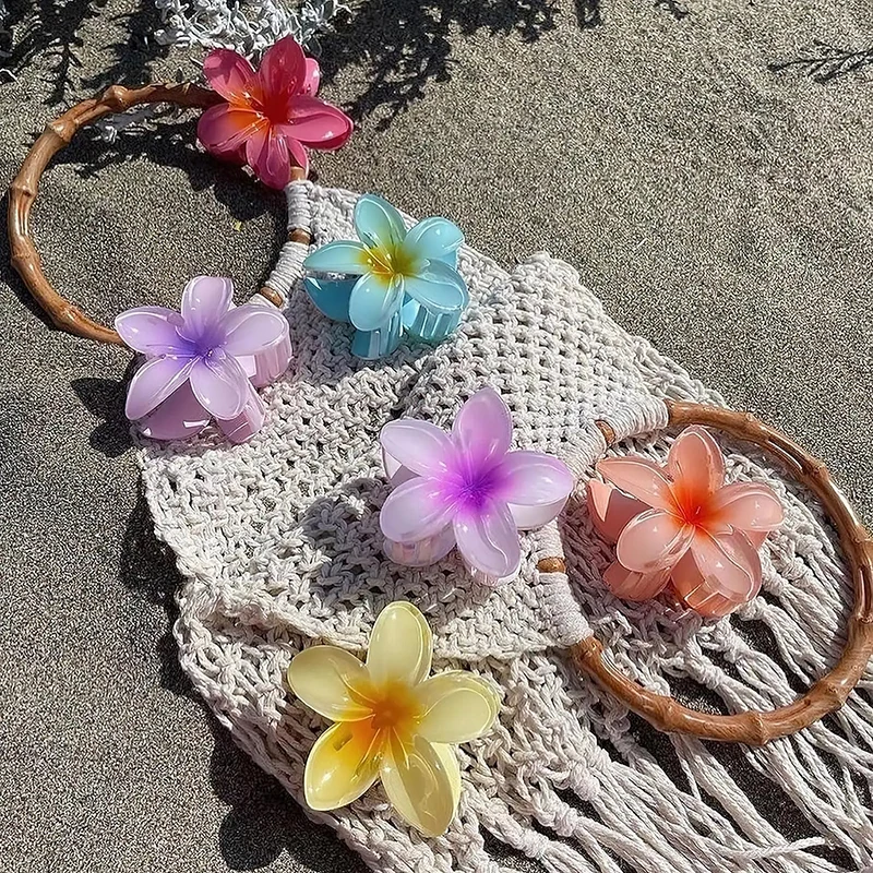 Hair Accessories Multicolour Gradient Flower Set Beach Style Hairpins Flower Claw Clips Summer Hawaiian Style
