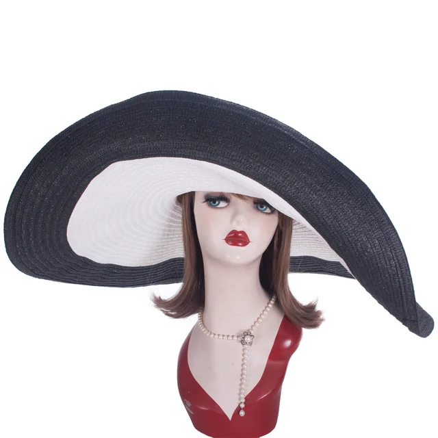 Składany gigantyczne kobiety ponadgabarytowy kapelusz 70cm średnica ogromny  kapelusz z opadającym rondem lato słońce plaża kapelusze słomkowe A601 -  AliExpress Dodatki do odzieży