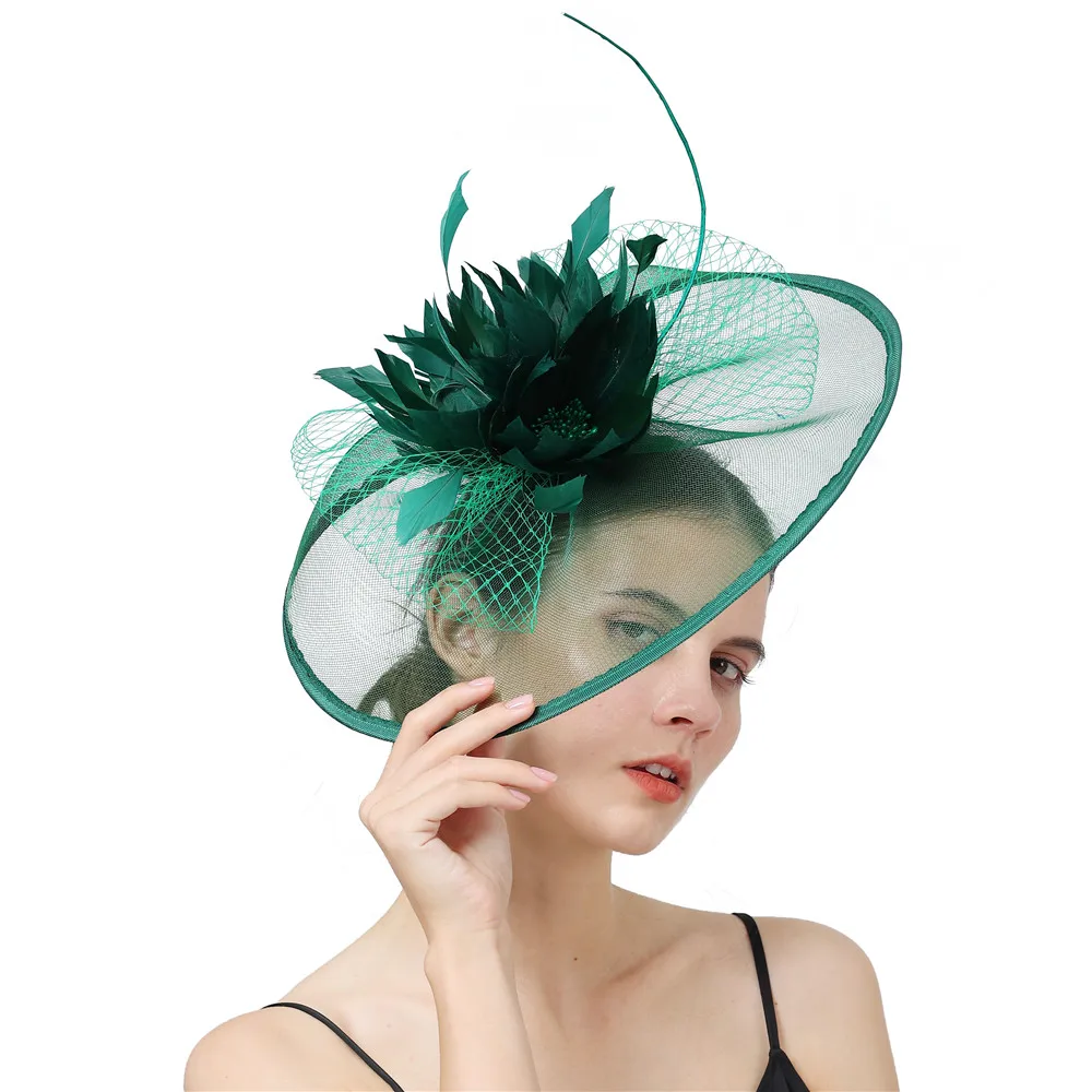 Womens Mesh Veil Hat Hair Clip Elegant Wedding Flower Fascinator Headband Plush Wave Point Bridal Wedding Hairpins Headwear 2