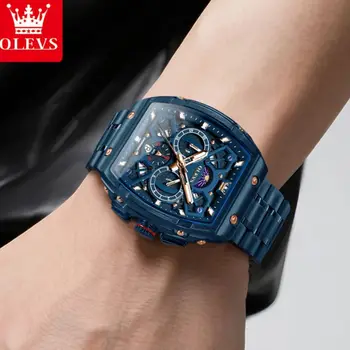 OLEVS 2942 Men Quartz Watch Original Waterproof Business Sports Man Wristwatch Steel Strap Luminous Fashion Watch For Men