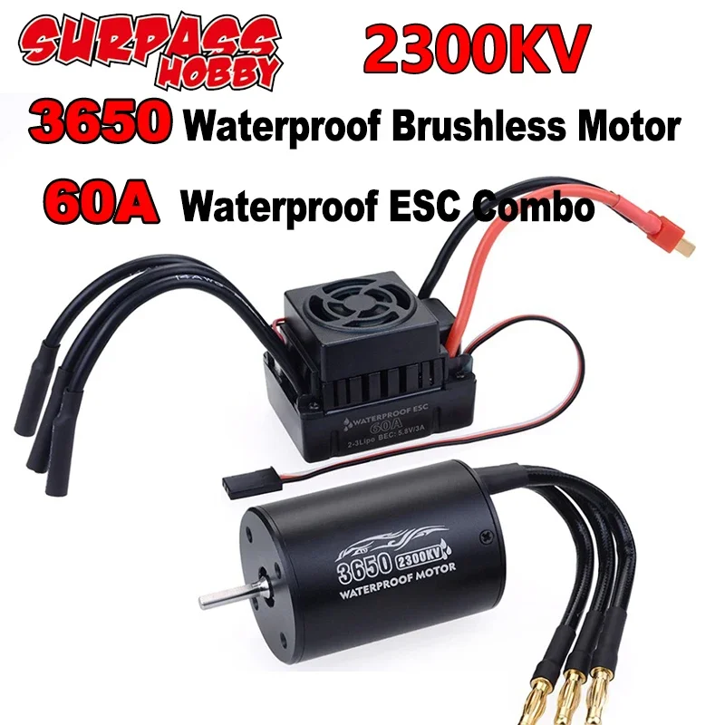 Surpass Hobby Combo brushless motor 3650 Esc 45/60/80A for RC Car 1/12 -1/10 Surpass Hobby Combo brushless motor 3650 Esc 45/60/80A for RC Car 1/12 -1/10