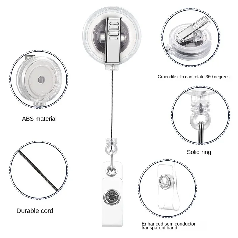 Working Permit Pass Card Holder Retractable ID Badge Reel