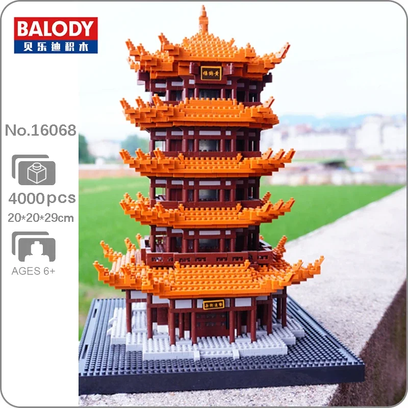 Balody 16068 World Architecture Yellow Crane Tower Pagoda Pavilion Mini Diamond Blocks Bricks Building Toy For Children No Box