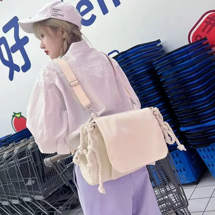 Korean Style Backpack Female Messenger Bag Student Canvas Bag Single Shoulder Backpack Large Shoulder Crossbody Bags For Women 4
