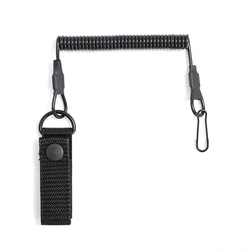U2JB 2Pcs 나일론 전술 매는 밧줄 보안 스프링 매는 밧줄 코일 매는 밧줄 캠핑, 등산을위한 분실 방지 개폐식 슬링 키 체인
