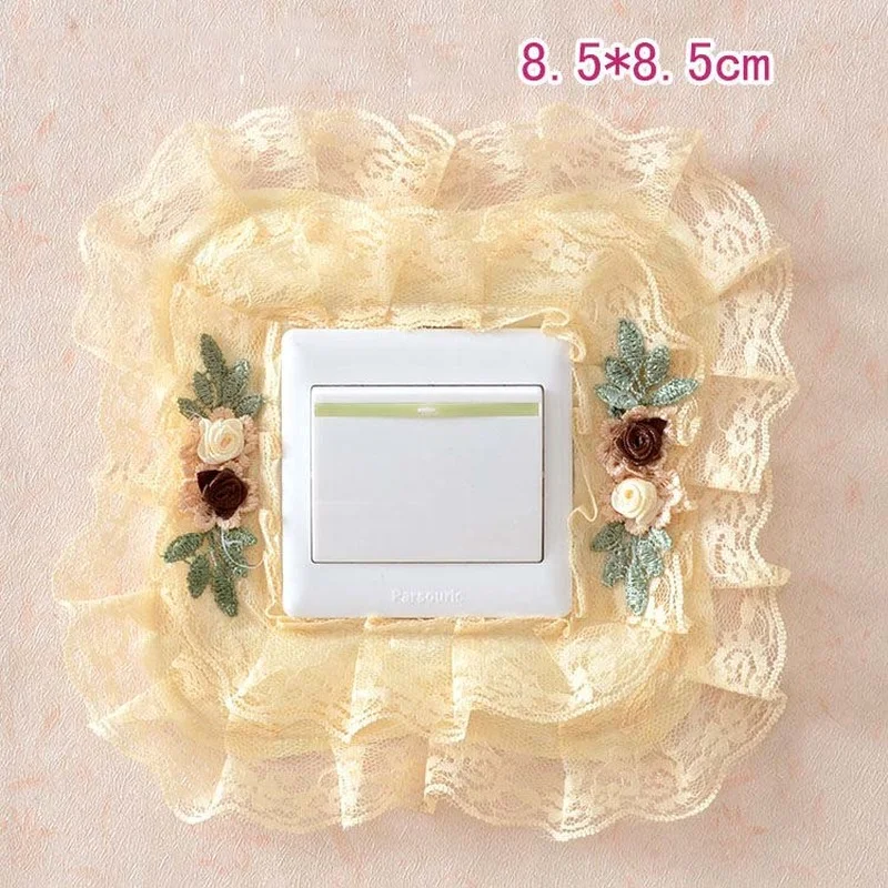 Light Switch Covers Lace Household Wall Protection Cover Living Room Bedroom Lamp Socket Sticker Paste Cloth Decor