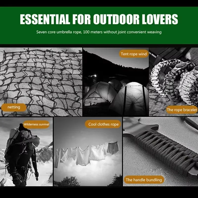 Enhanced Military-Grade Tactical Paracord for Outdoor Survival & DIY Projects