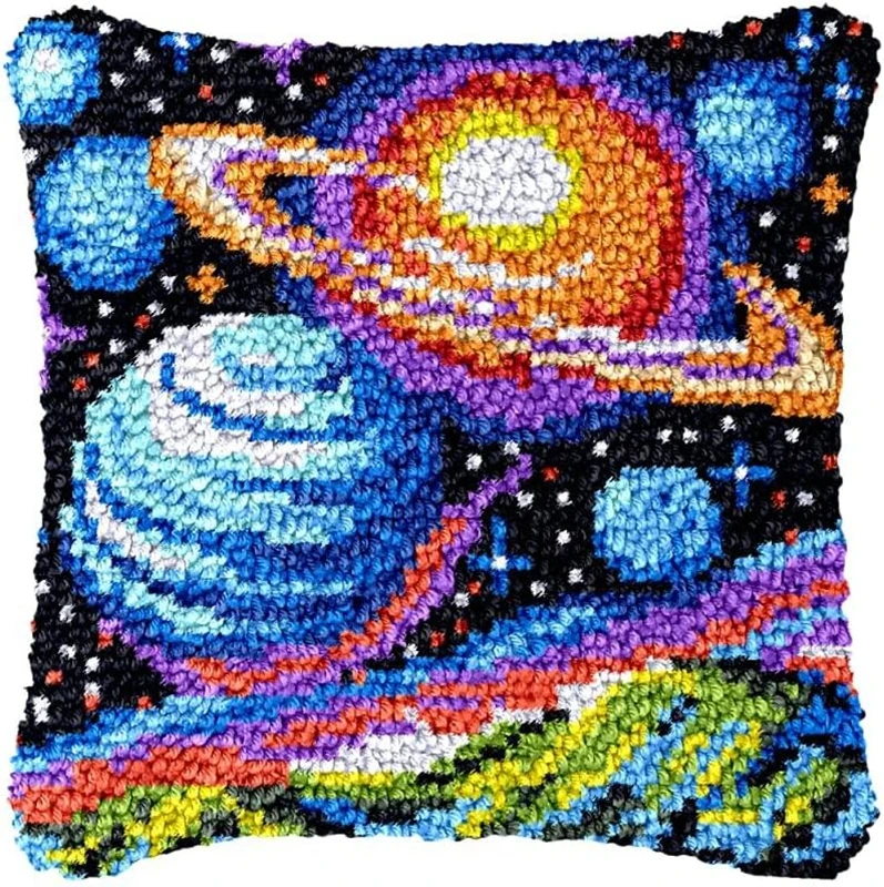 Do It Yourself Latch Hook Kit Pillow Embroidery Carpet With Pre-Printed Beautiful Pattern Simple And Plain Series Pillow Decor