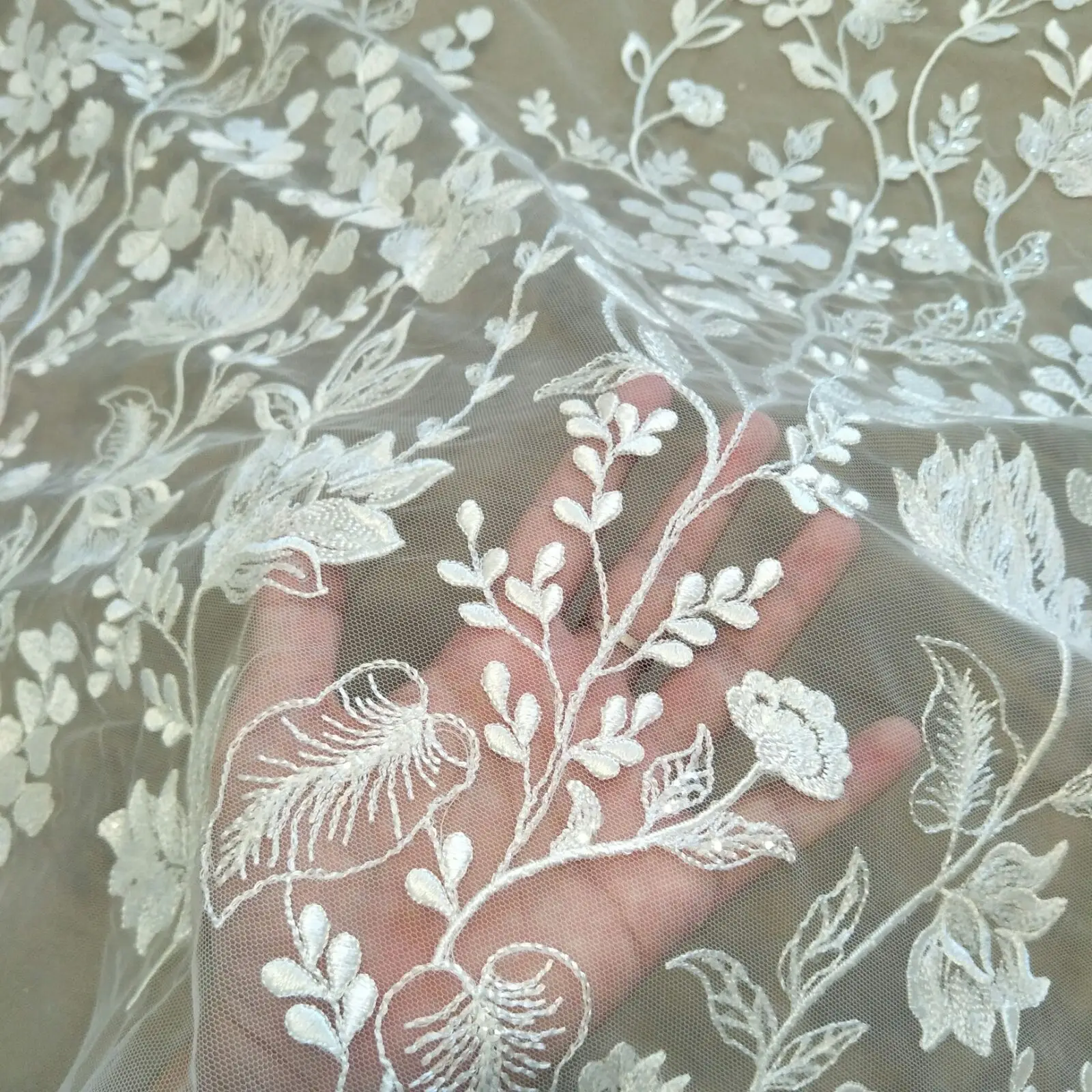 우아한 패션 신부 드레스 레이스 원단, 폭 130cm, 웨딩 드레스 원단, 장식 조각 레이스, 마당으로 판매