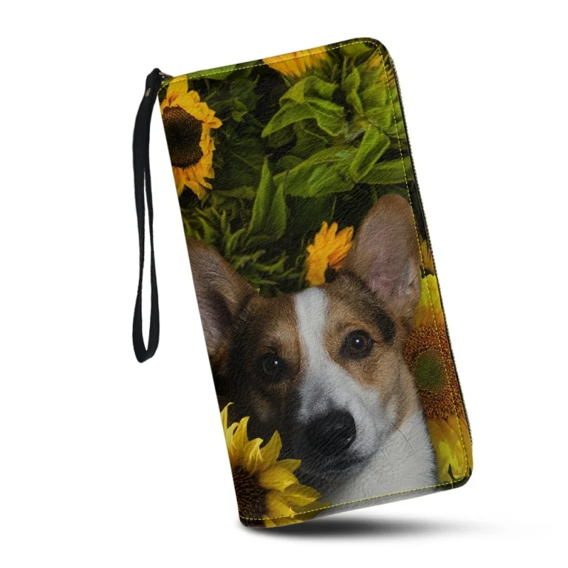 

Belidome Women Sunflower Corgi Wallet RFID Blocking PU Leather Multi Credit Card Large Capacity Zip Around Clutch Travel Purse