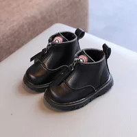 Baby Soft PU Leather Boots Autumn Winter Infant Outdoor Warm Plush Fur Shoes 1-3 Years Toddler Boy Girl Ankle Boots For Baby 4