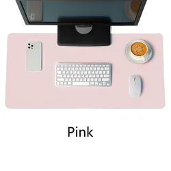 Large Non-Slip Waterproof Portable Gaming Desk Mat - White PU Leather & Suede - 80x40cm (Pink)