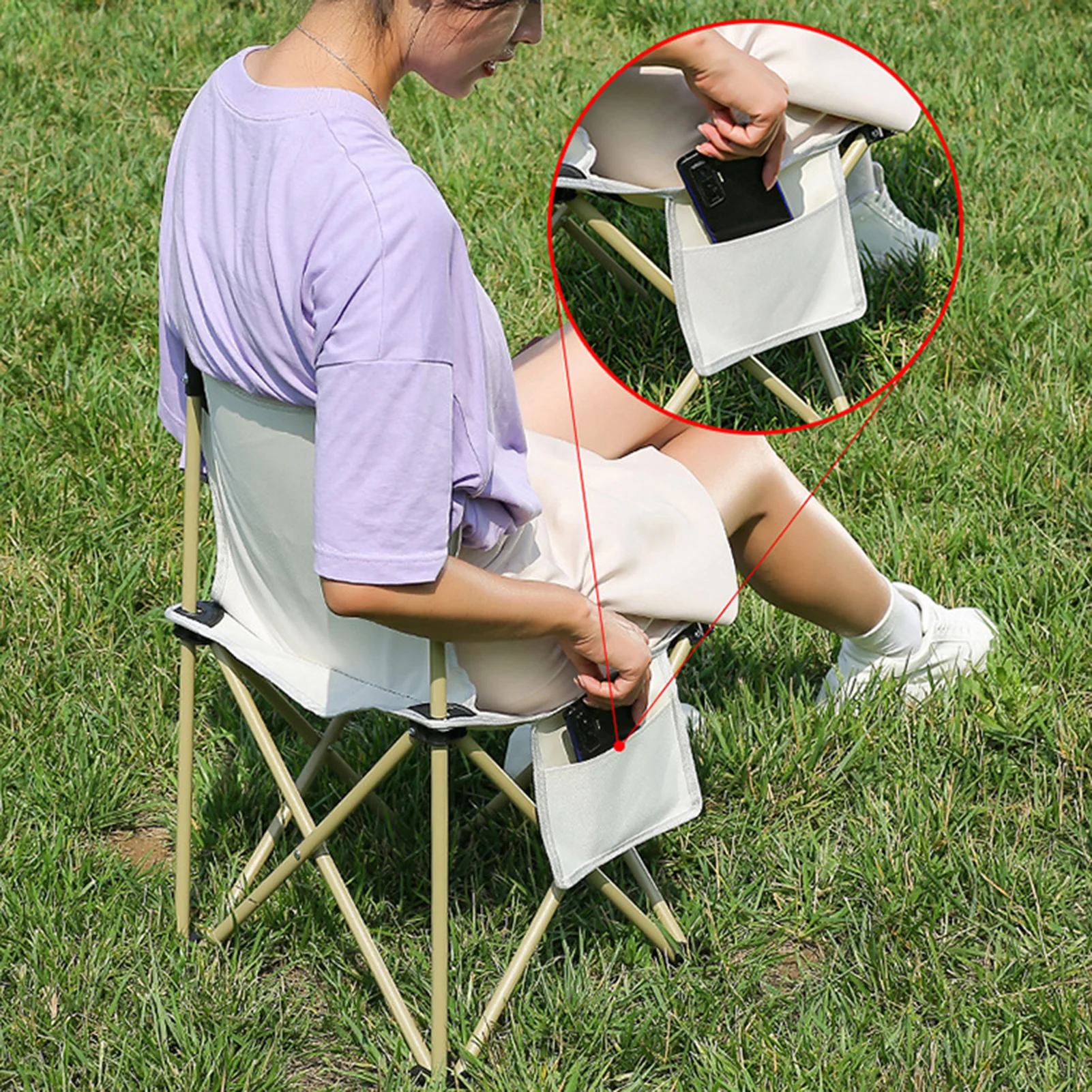 Foldable Camping Chairs with Strong Bearing Capacity and Hi-density Nylon Oxford Suitable for Travel Beach Sports 2