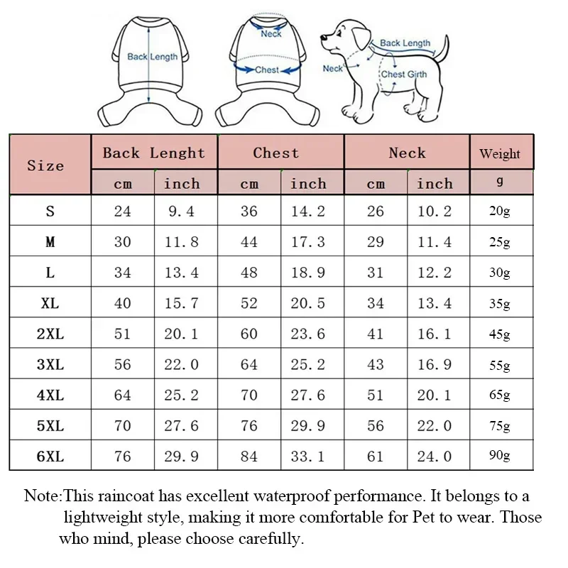 Dog Raincoat Waterproof Hoodie Jacket Rain Poncho Pet Rainwear with Reflective Stripe