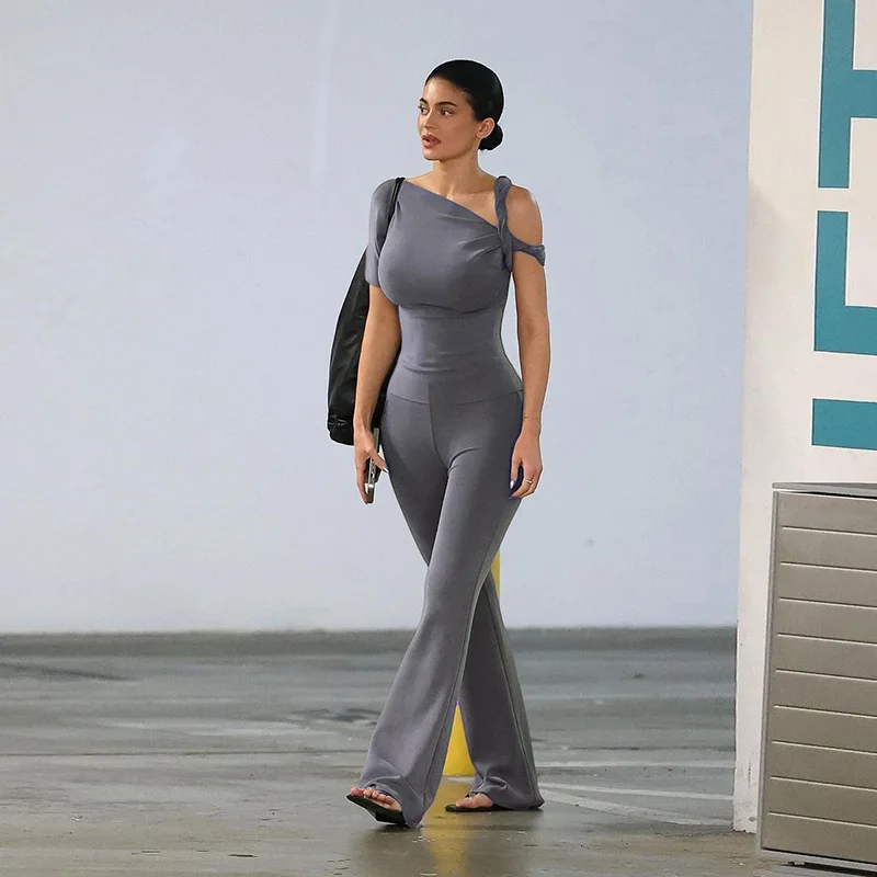 Fashion One Shoulder Backless Pants Suit Summer Solid Color Casual Slim Elegant Pants Suit Women's Pants Suit 2-piece Set 28 Fashion One Shoulder Backless Pants Suit Summer Solid Color Casual Slim Elegant Pants Suit Women's Pants Suit 2-piece Set