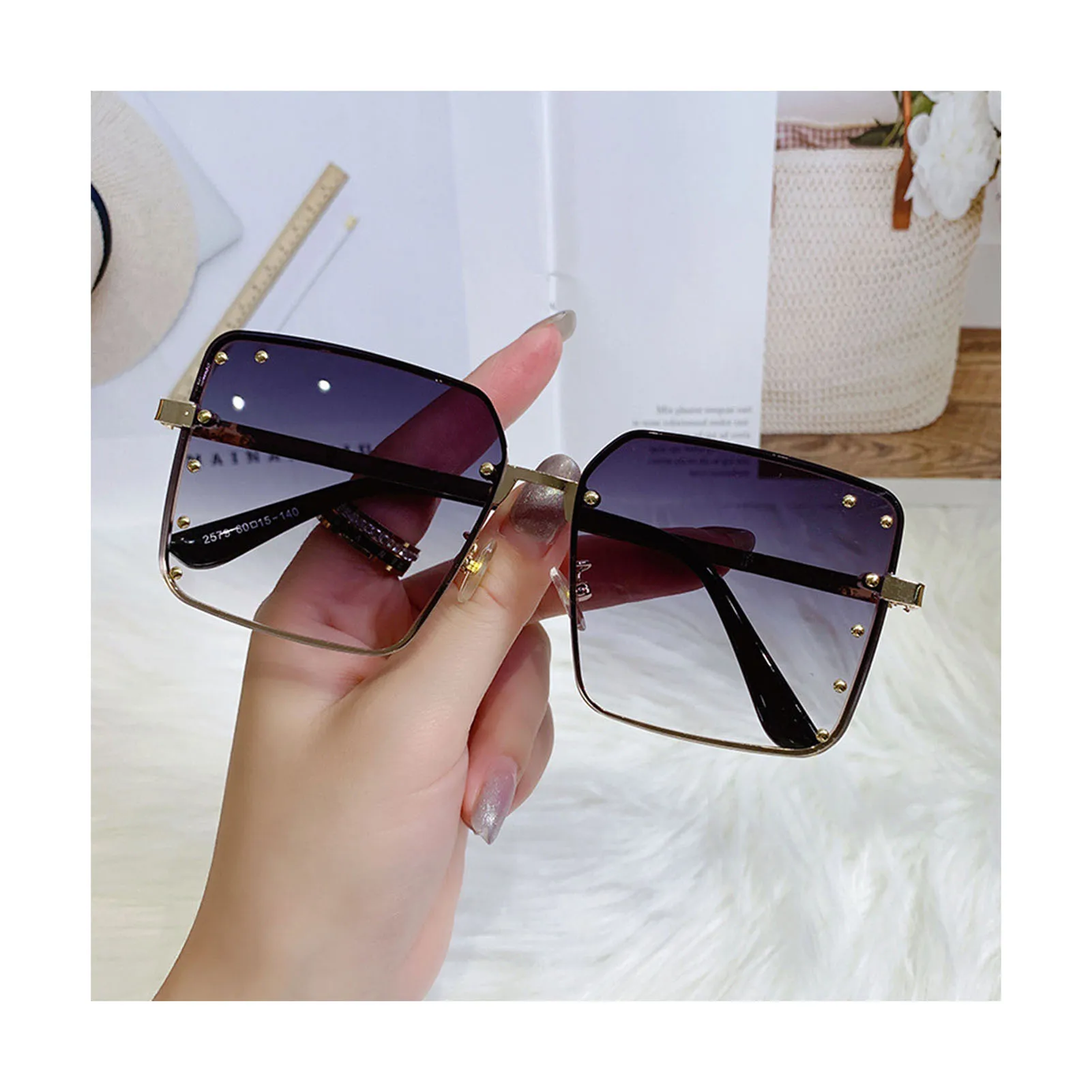 

Women's Gradient Lens Sunglasses Thin Quadrate Frame Sunshine Shades Eyeglasses