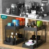 2 Tier Under Sink Organizer Sliding Cabinet Basket Organizer Storage Rack with Hooks Hanging Cup Bathroom Kitchen Organizer 4