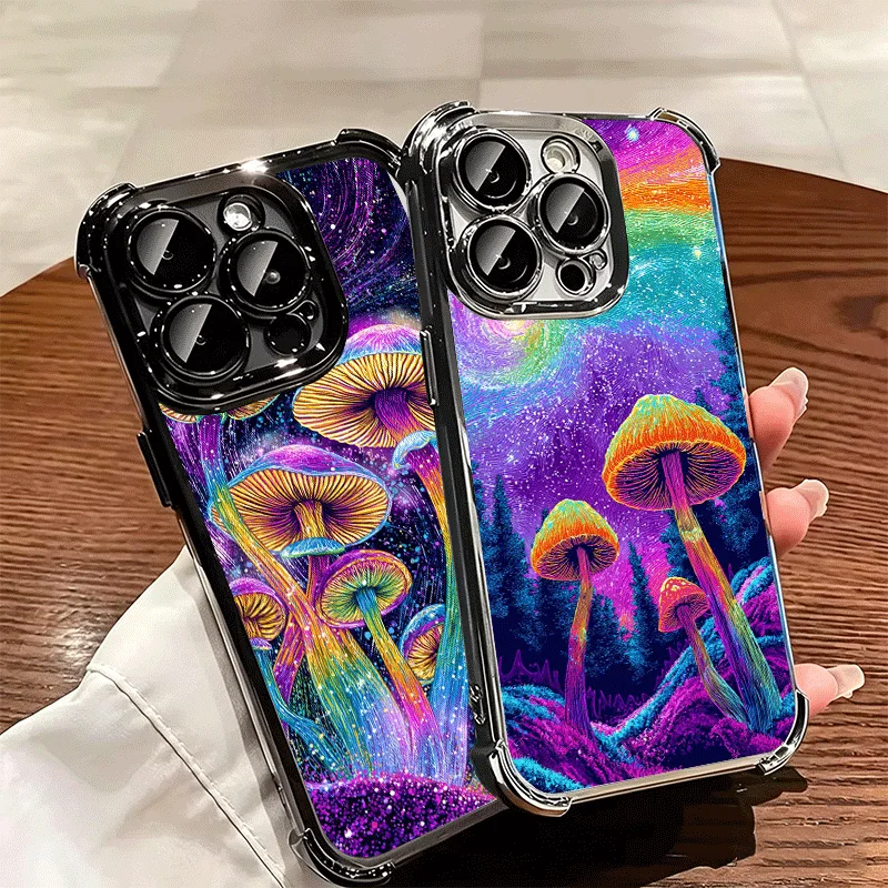 Psychedelic Mushroom Plating Anti-Fall Soft Phone Case