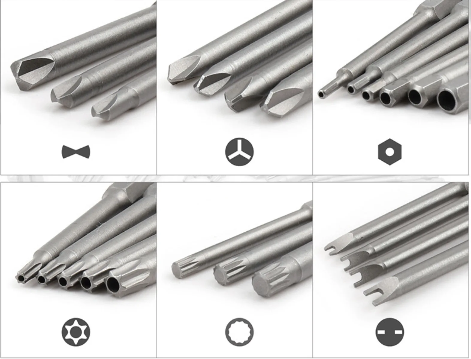50pcs Extra Long Reach Bit Set 75mm Security Screwdriver Bits Torx Star Hex Philips Square Spanner Bit 4