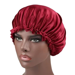 2022 Newly Women's Satin Solid Sleeping Hat Night Sleep Cap Hair Care Bonnet Nightcap for Women Men Unisex Cap Chemotherapy Cap