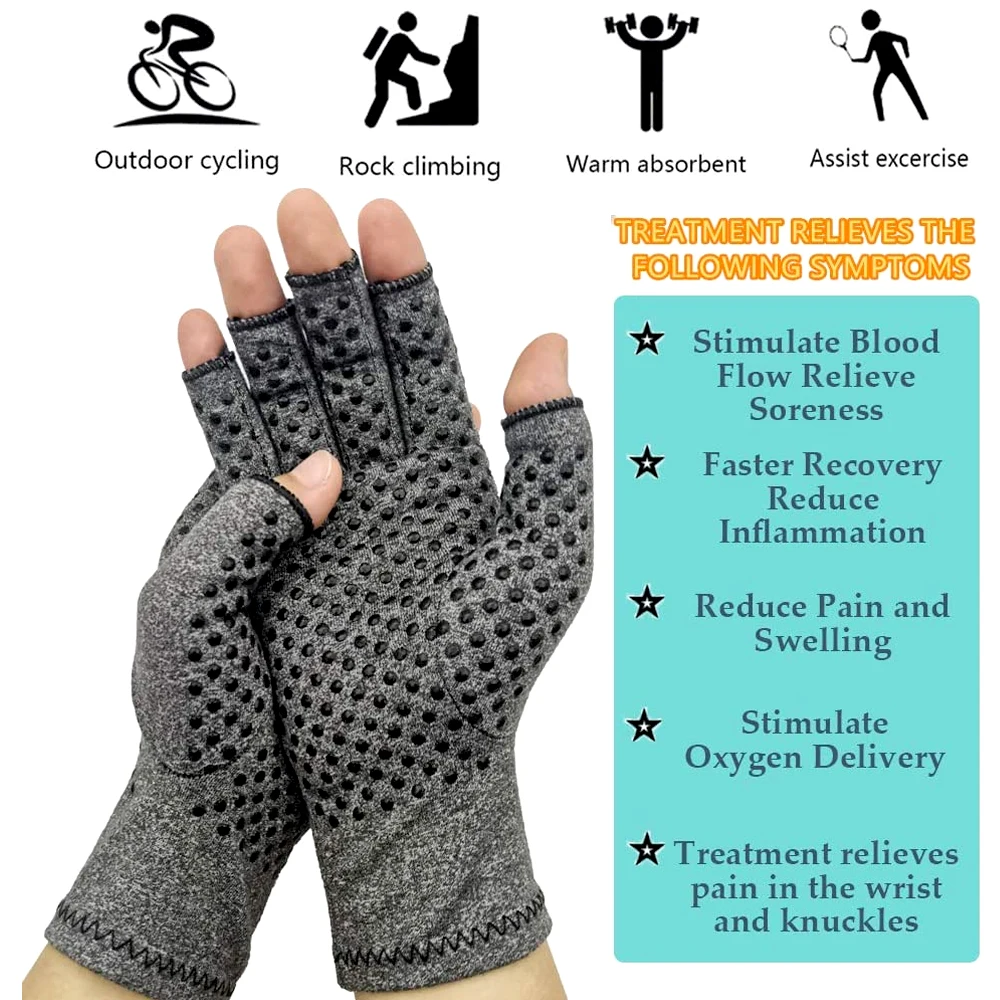 Gants de Compression d'Arthrite pour Homme et Femme, pour Rhumatoïde, Canal Carpien, pour les Mains, les Poignets, 2 Paires