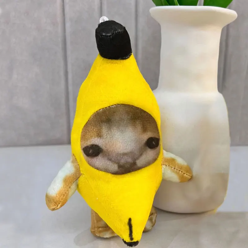 17cm 바나나 고양이 인형 펜던트 키체인 울고 웃는 바나나 고양이