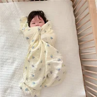 Baby Newborn Blueberry Print Cotton Muslin Swaddle Blanket Muslin Wrap Baby Burp Cloth Towel Scarf Muslin Diapers Baby Stuff 2