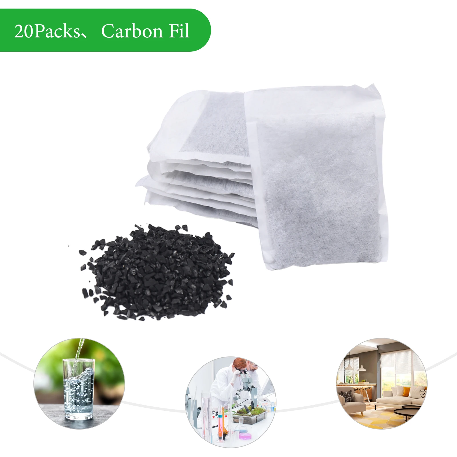 20pcs Activated Carbon Charcoal Filter Bags Kit For Water Distiller Purifier Activated Charcoal Carbon Filter in 20 Bags Packs