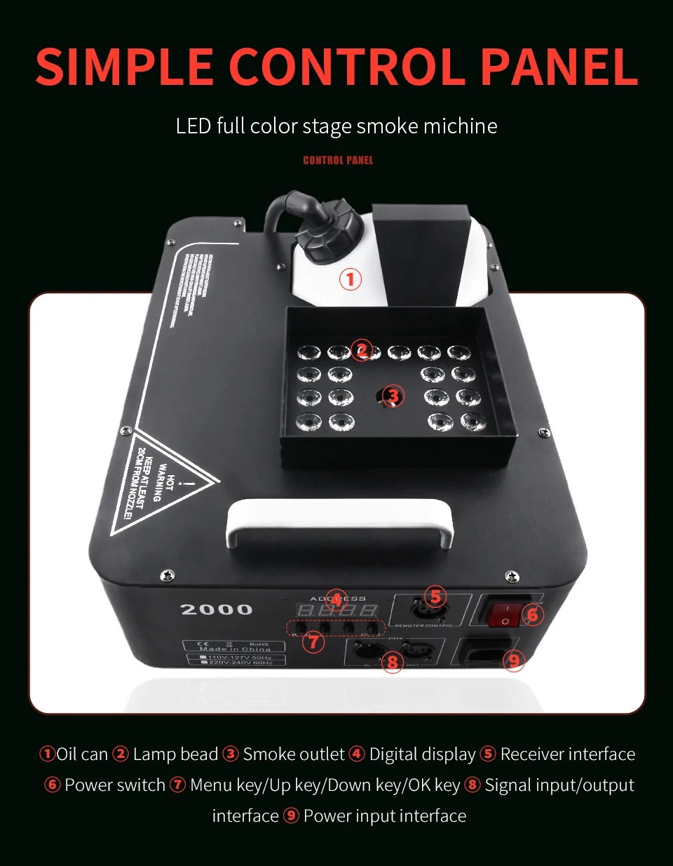 1500W Led Stage Performanc Smoke Machine DMX Vertical Fog Machine Party Nightclu