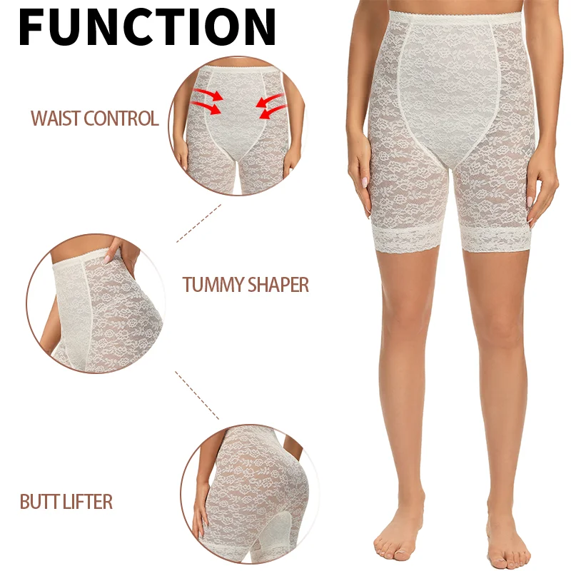 Lace Flat Belly Shaping Panties Sexy Seamless High Waist Boxers for Women Tummy Control Shapewear Butt Lifter Shorts Colombianas