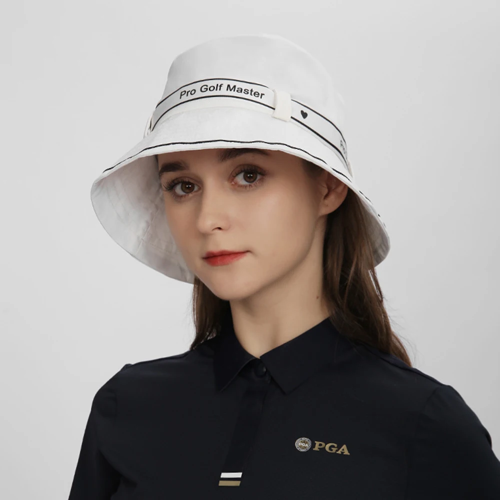 

PGM Breathable Anti-Sweat Golf Bucket Hats for Women Sun Protected Golf Sun Visor Hat Female Anti-UV Fisherman Caps with Bow Tie