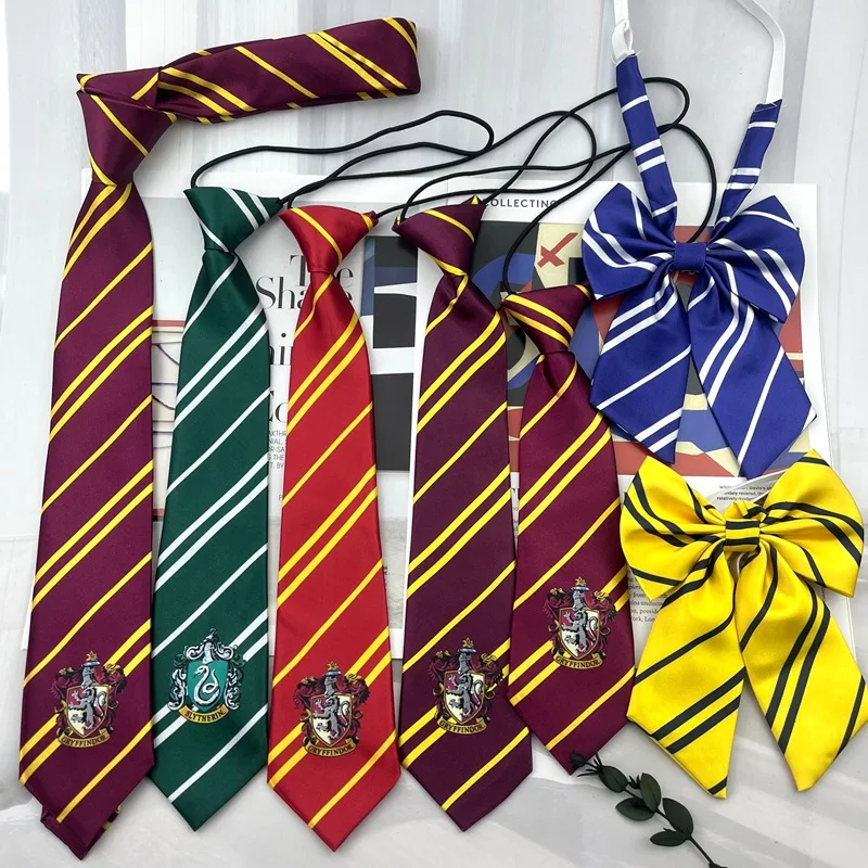 Neck Tie Anime Necktie Cosplay Necktie Anime Tie Hogwarts Badge Tie Gryffindor Slytherin College Student Bow Men & Women JK Uniform Tie Robes Costume Accessories Props