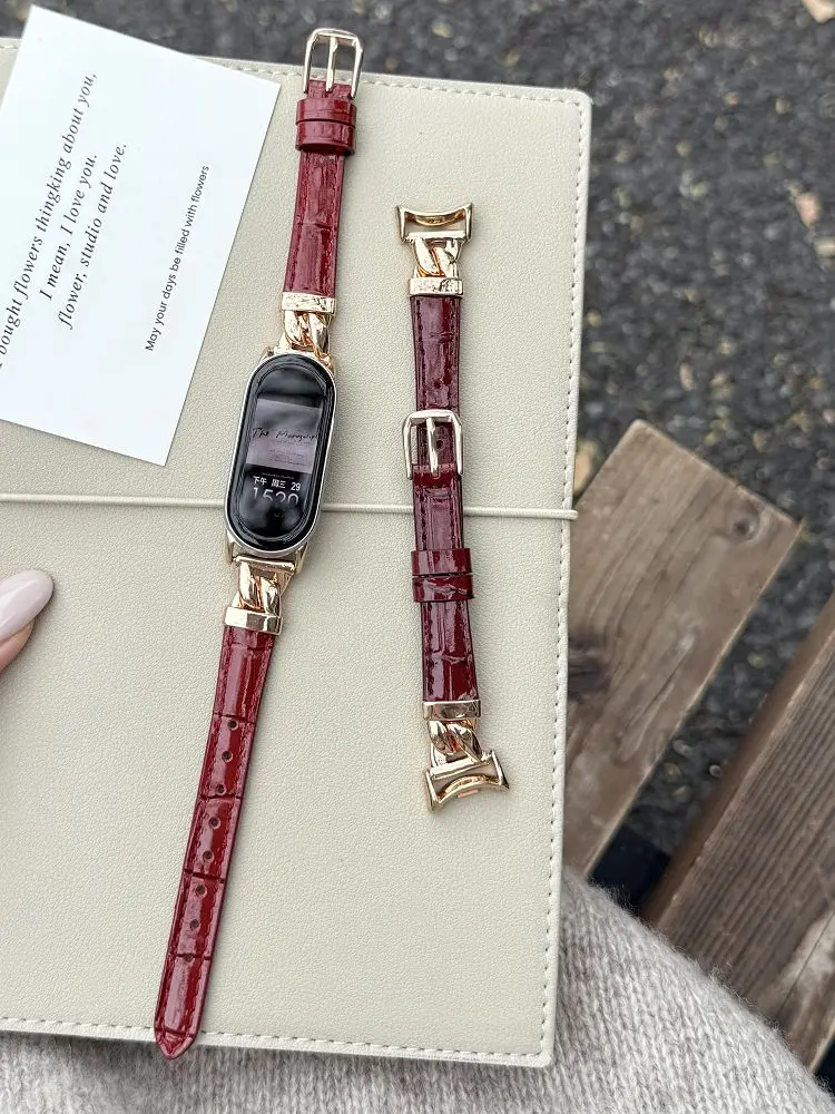 Elegant Leather Watch Strap - Slim Genuine Leather Band Bracelet Wristband in Classic Style