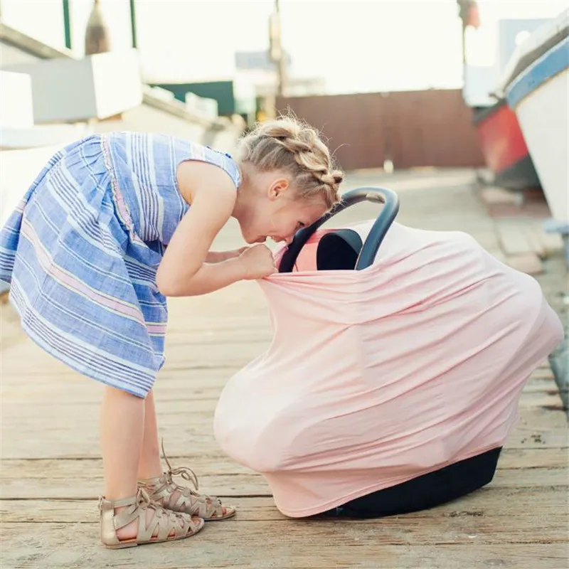 Baby Car Seat Cover Toddler Canpony Nursing Cover Multi-Use Stretehy Infinity Scarf Solid Breastfeeding Shipping Car Chair Cover