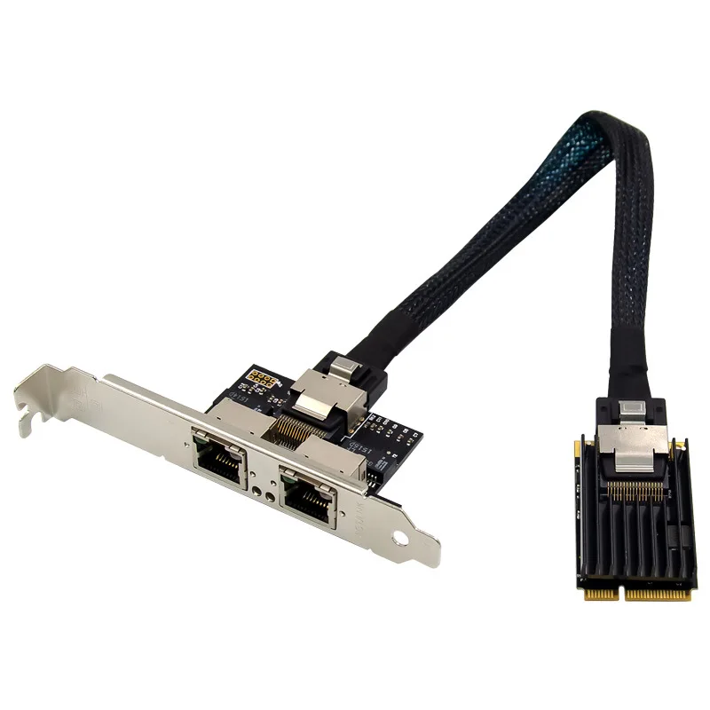 미니 PCI-Express ST7242 듀얼 포트 기가비트 10/100/1000Mbps 서버 산업용 네트워크 카드 SAS 재고 있음