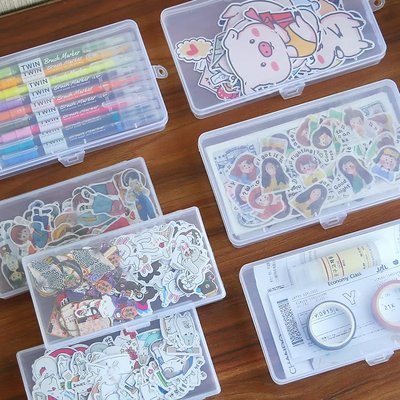 Stationery Storage Box 1pc Scrapbook Storage Box for Stationery Stickers stationery organizer,desktop storage box,desktop storage kit,stationery storage box