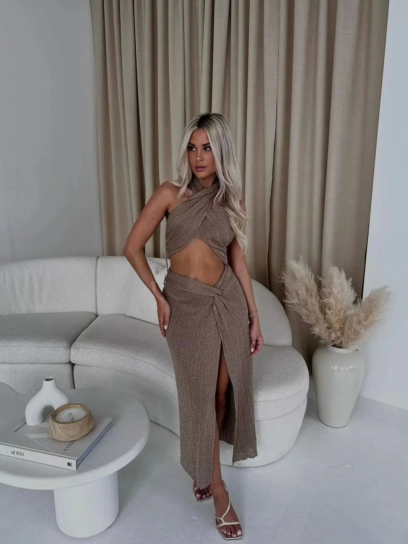 

MEIMY 2023 NEW Summer Women Solid Color Button Zipper Pockets Decoration Vintage Streewear Sweet Knitting Skirts