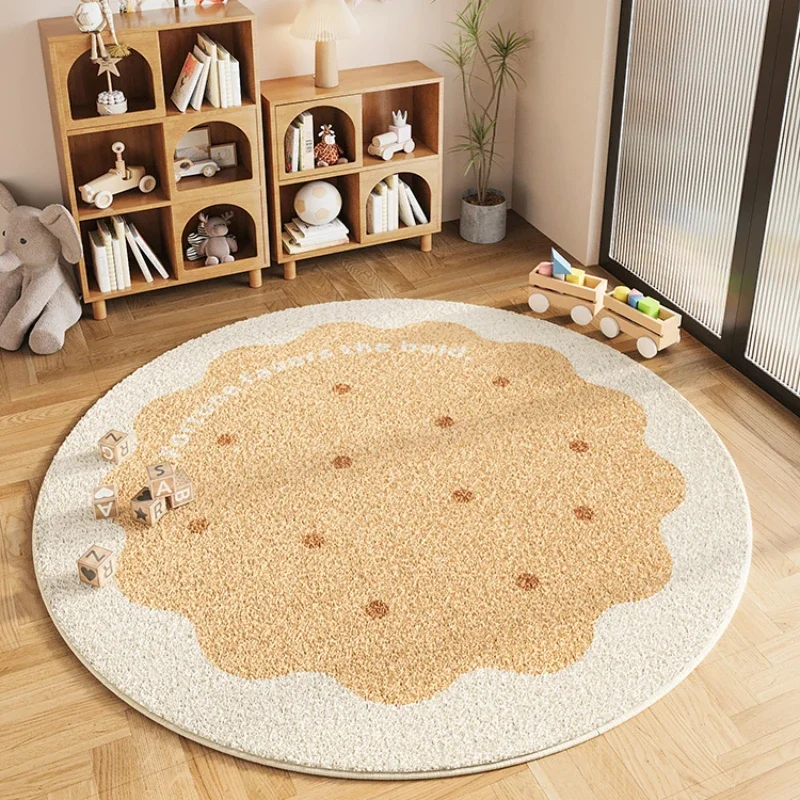 

Home Cloakroom Round Carpet Thickened Anti-slip Mat Nordic Style Carpets for Living Room Light Luxury Bedroom Decor Plush Rug
