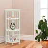 White 4-Shelf Corner Folding Bookcase Space Saving Solid Wood Storage Unit Home Office Kids Room 2