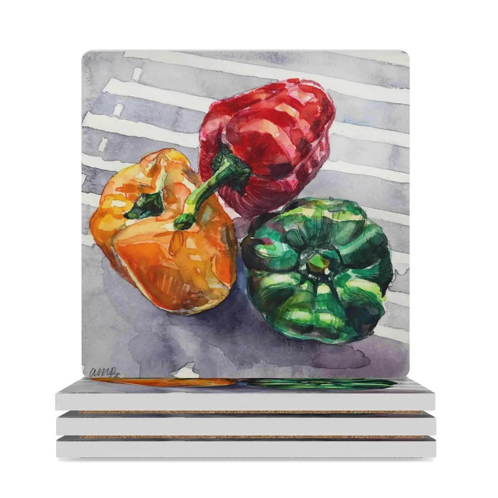 

Bilingual Peppers Ceramic Coasters (Square) Cup mat customized tea cup holders Coasters